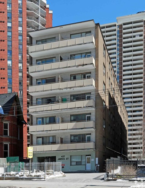 A tall building with the number 4427 on it.