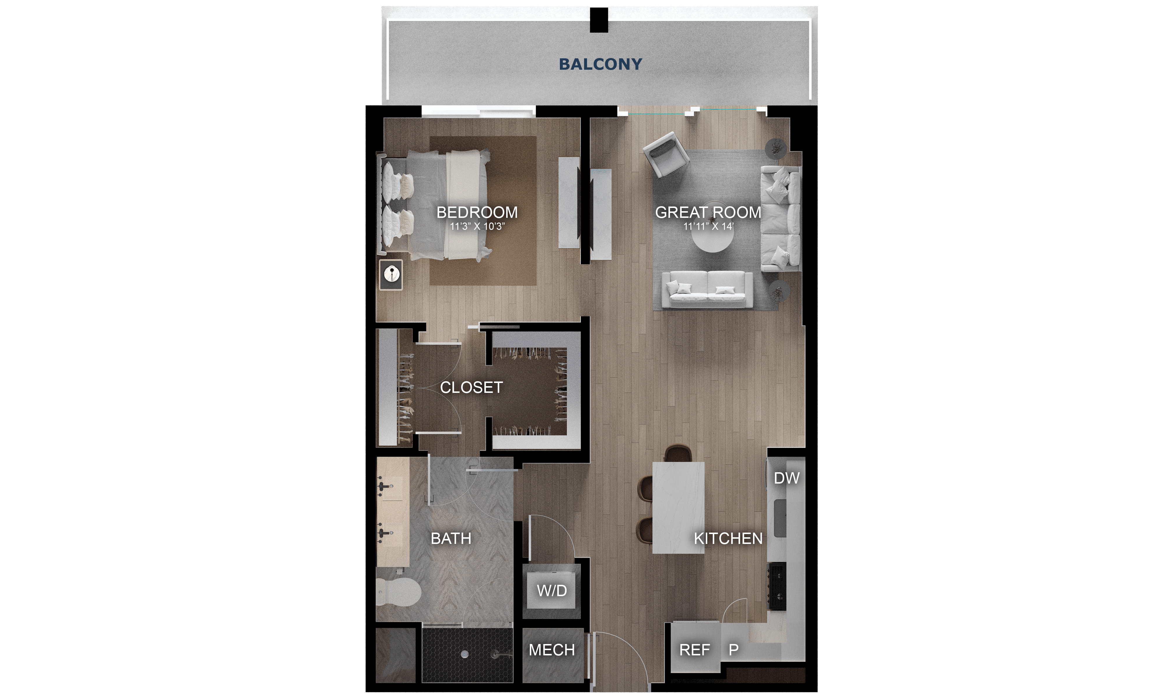 1 Bed/1 Bath-A1-X.1