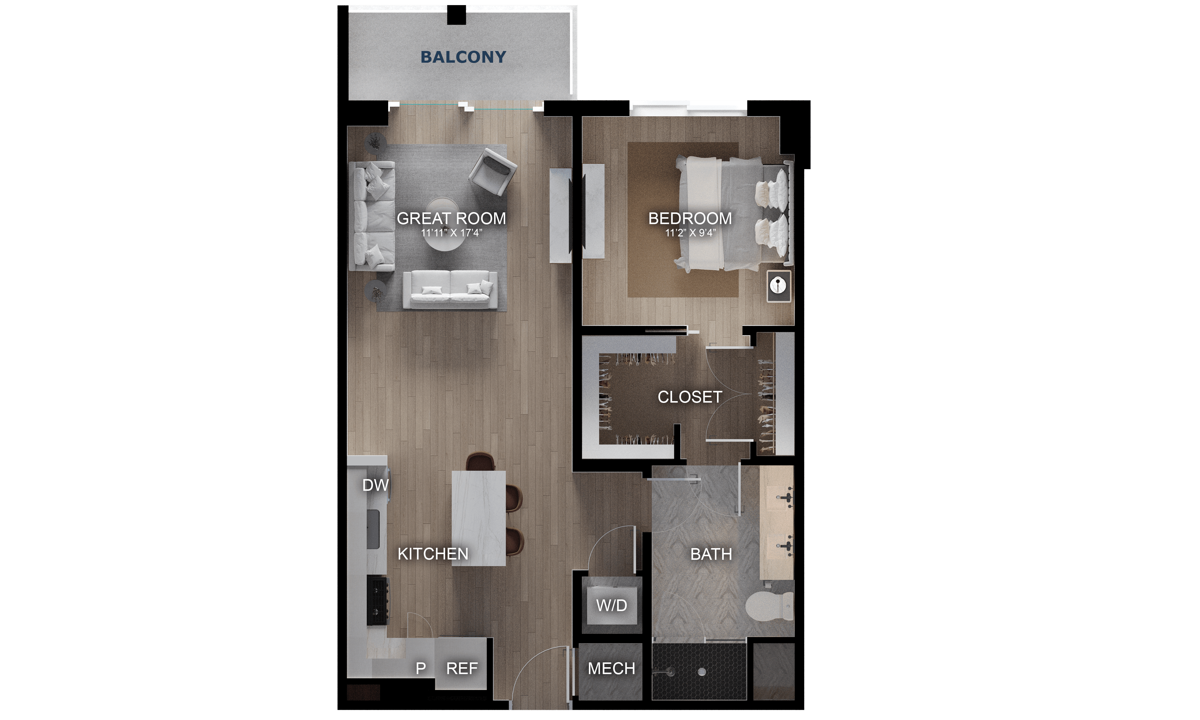 1 Bed/1 Bath-A1-X