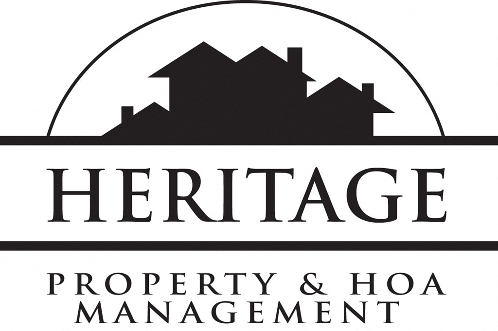 A logo for Heritage Property & HOA Management featuring a silhouette of houses.