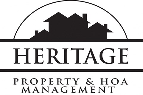 A logo for Heritage Property & HOA Management featuring a silhouette of houses.