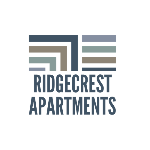 The image is a logo for Ridgecrest Apartments.