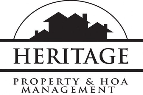 A logo for Heritage Property & HOA Management featuring a silhouette of houses.
