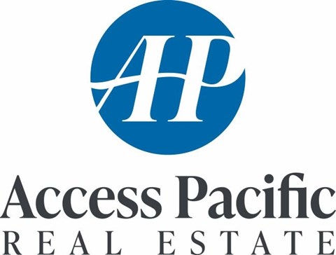 A blue circle with the letters "AHP" in white, followed by the words "Access Pacific Real Estate" in black.