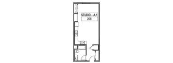 Studio, 1 Bathroom