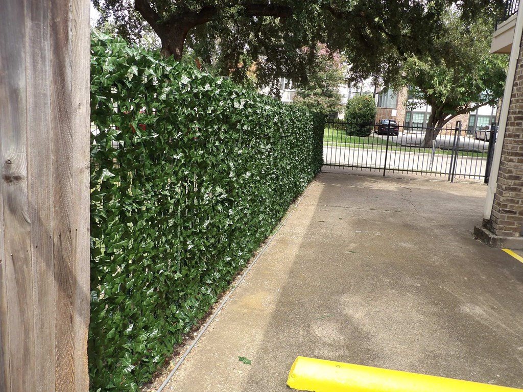 A yellow line is painted on a concrete surface.