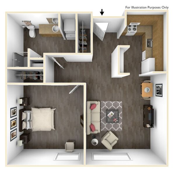 1 Bedroom 1 Bathroom Floor Plan