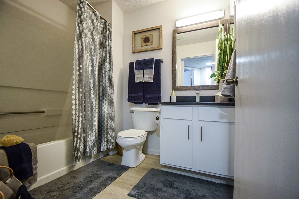 A bathroom with a toilet, sink, and bathtub.