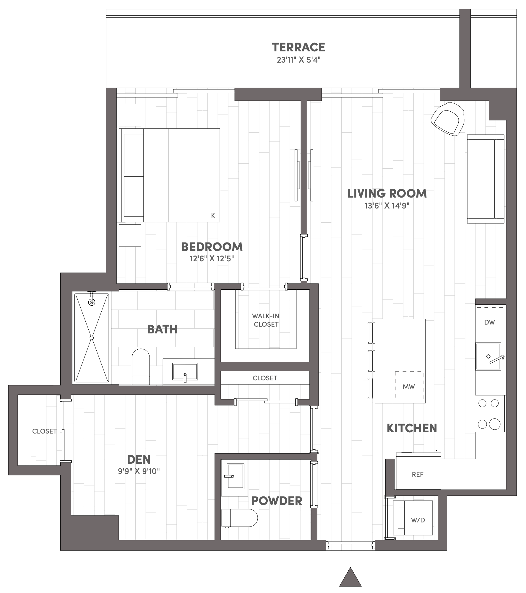 1 Bed-1.5 Bath-C.1