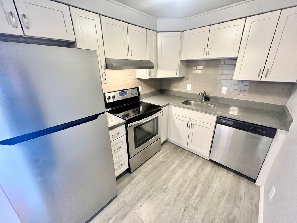 A tree with yellow leaves stands in front of a house.