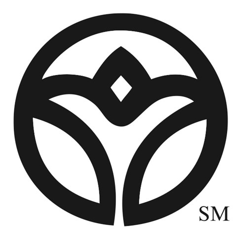 A black and white image of a stylized letter "SM" with a design inside a circle.