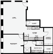 A floor plan of a house with a garage, living room, and kitchen.