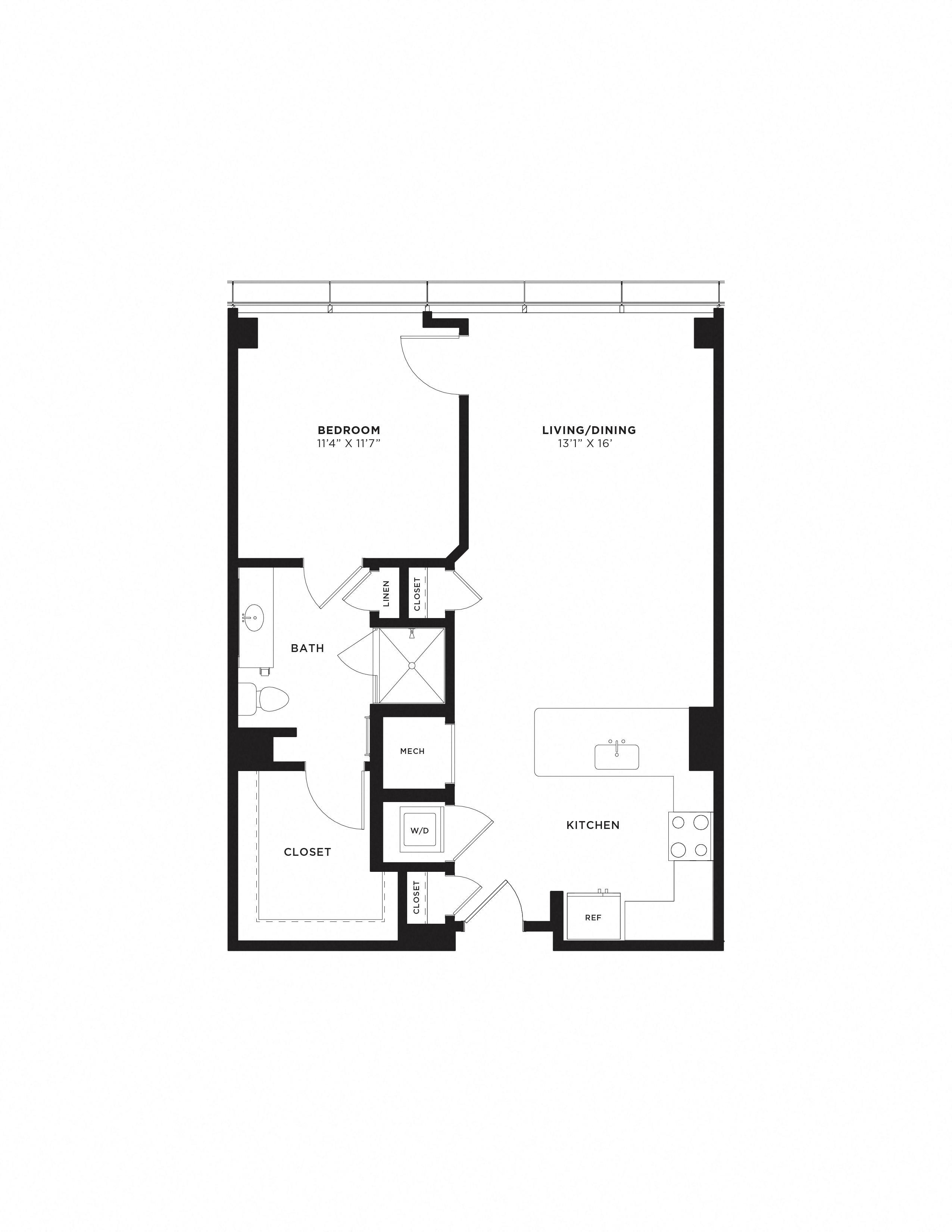 1 Bed/1 Bath-1B