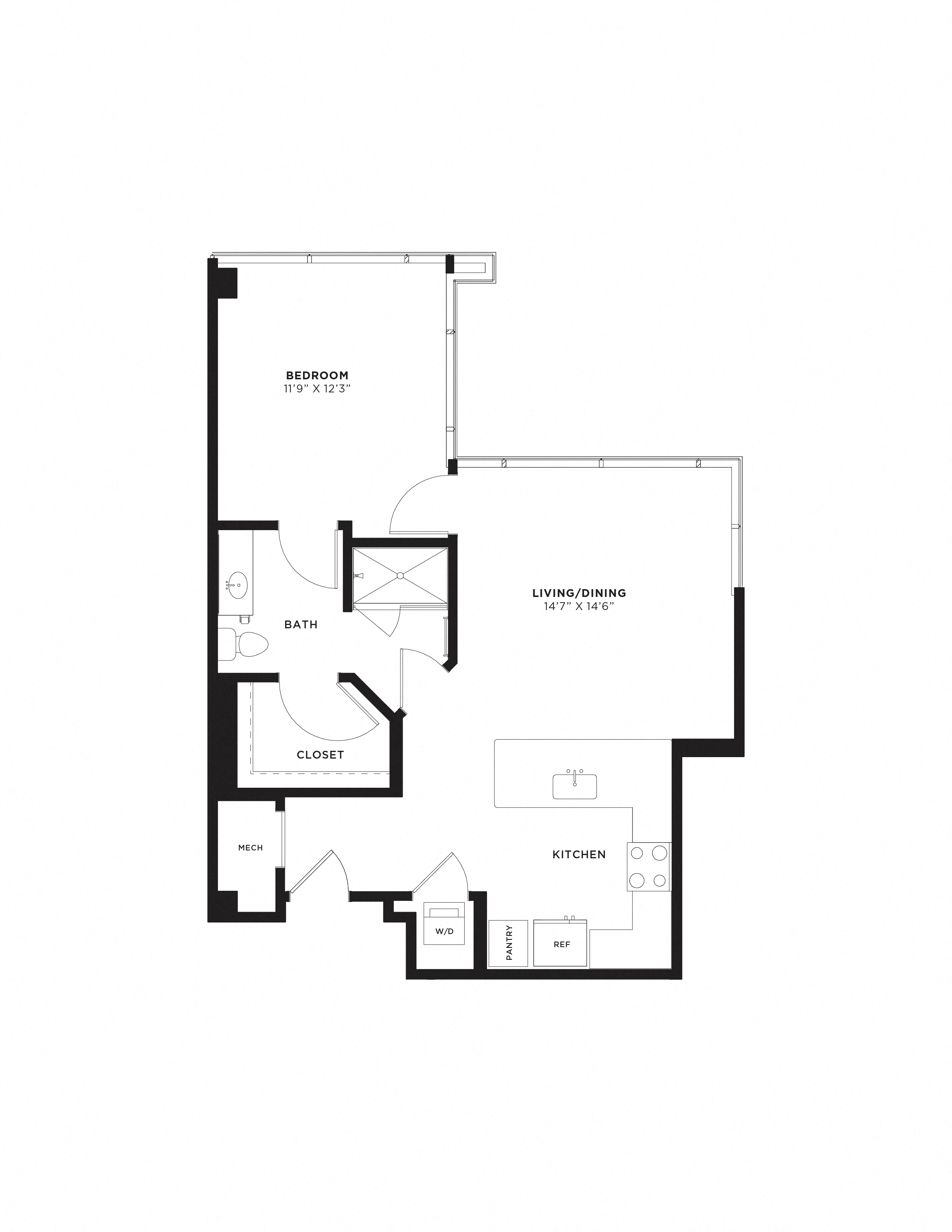 1 Bed/1 Bath-1C