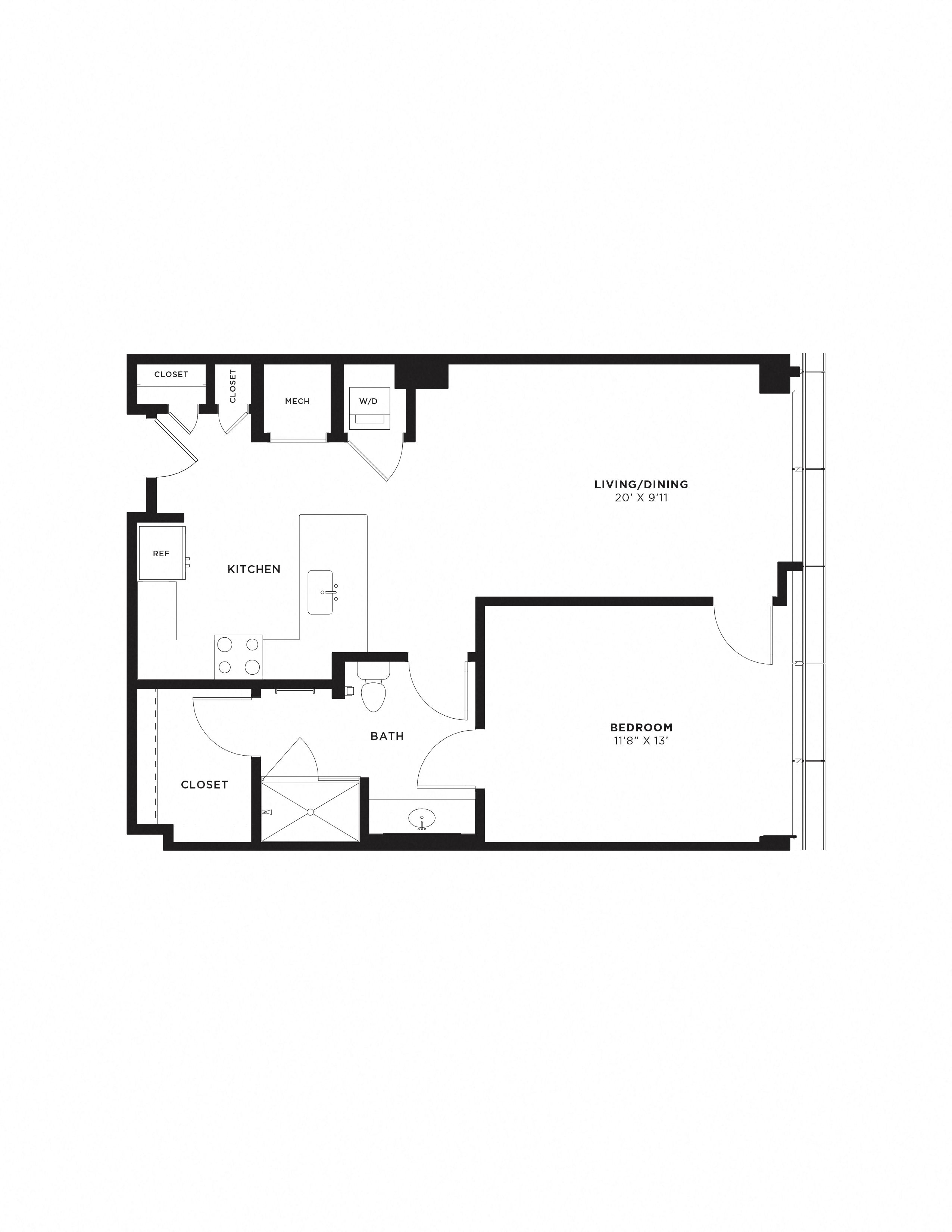 1 Bed/1 Bath-1E