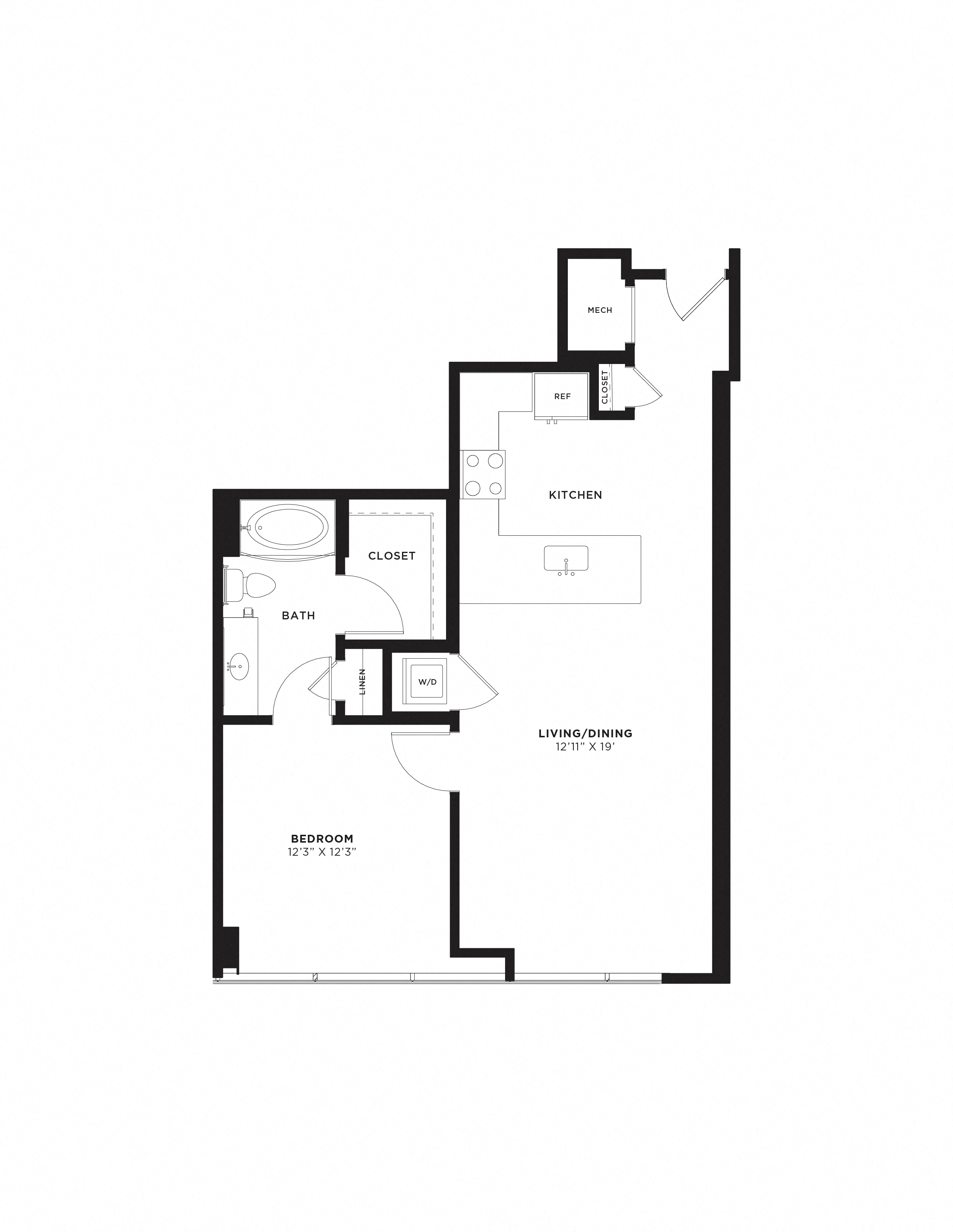 1 Bed/1 Bath-1F