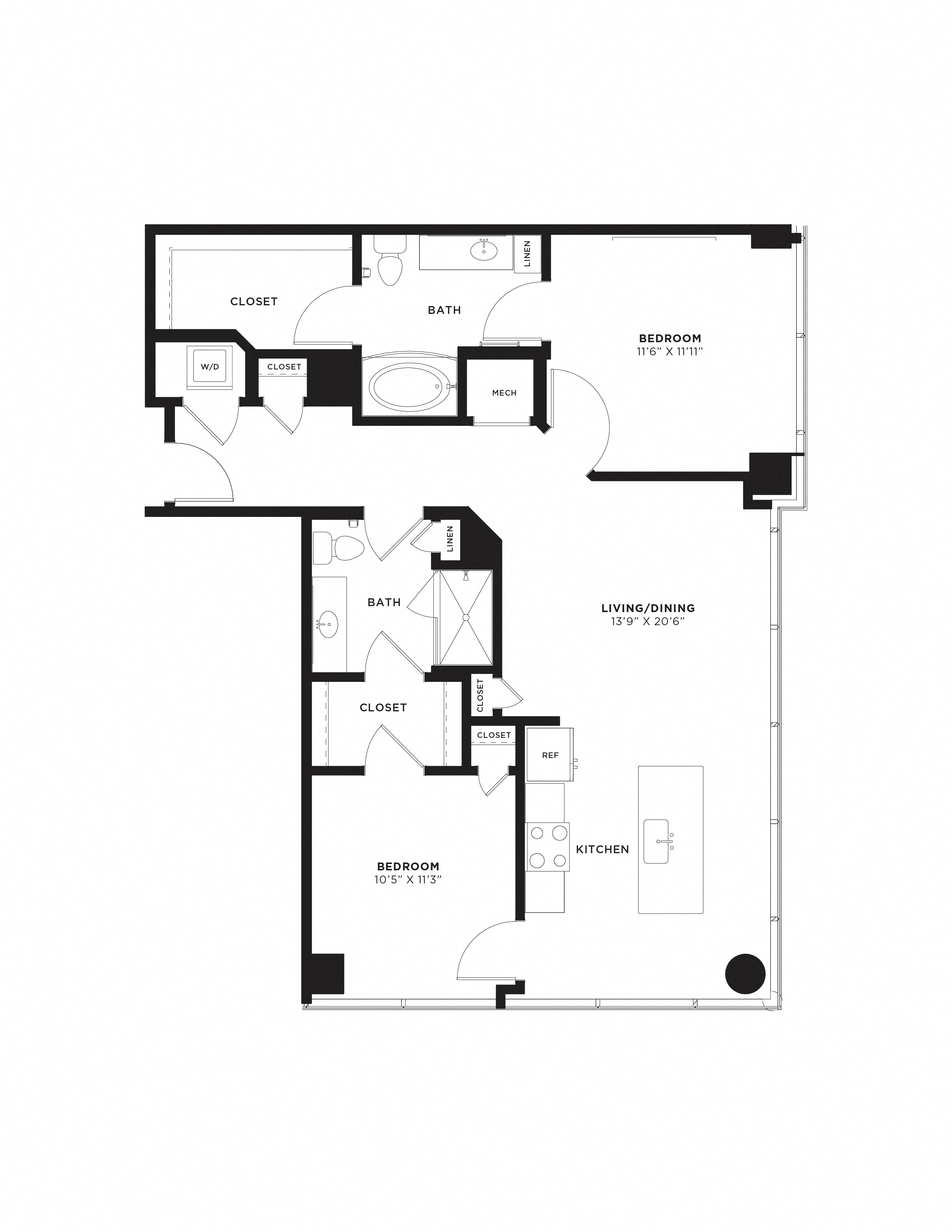 2 Bed/2 Bath-2C