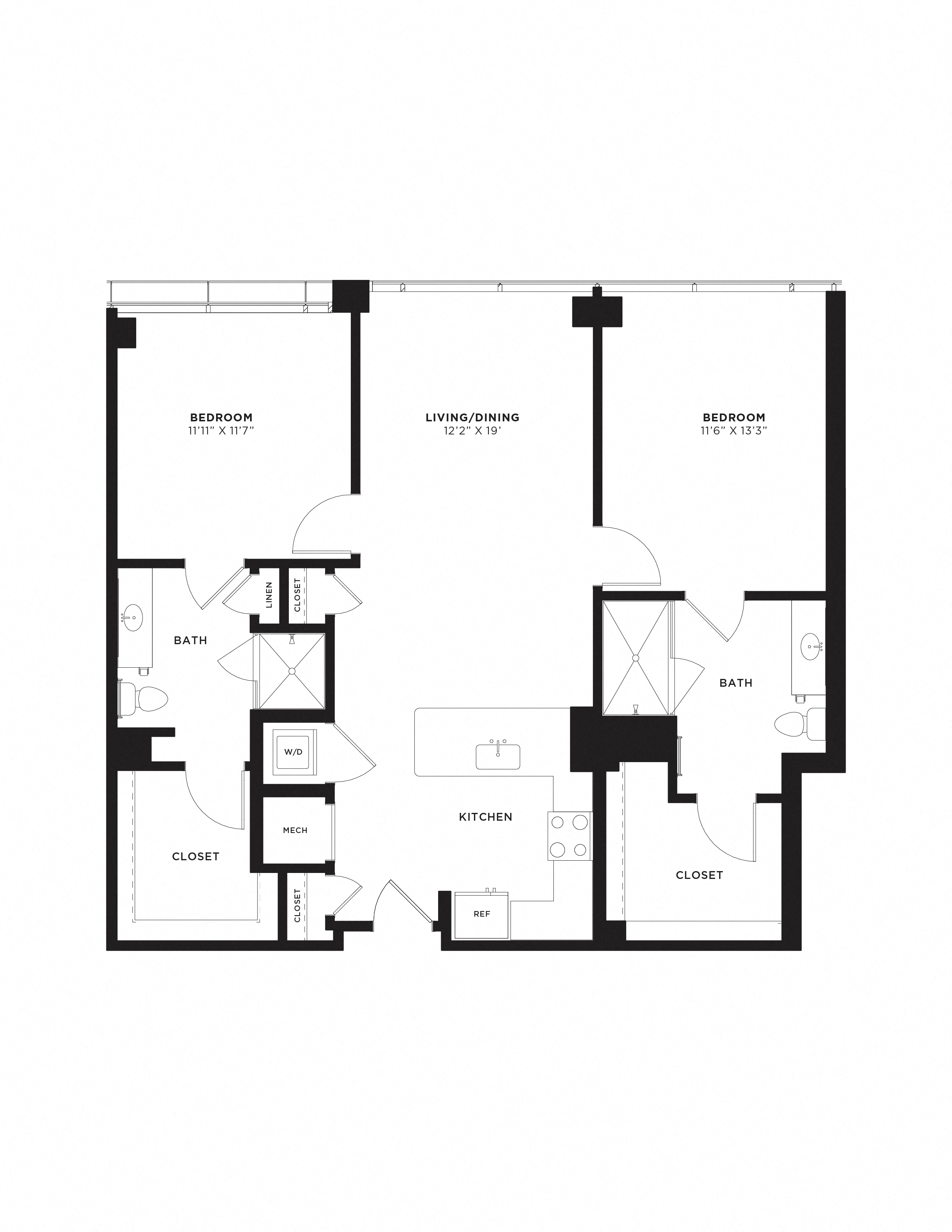 2 Bed/2 Bath-2D