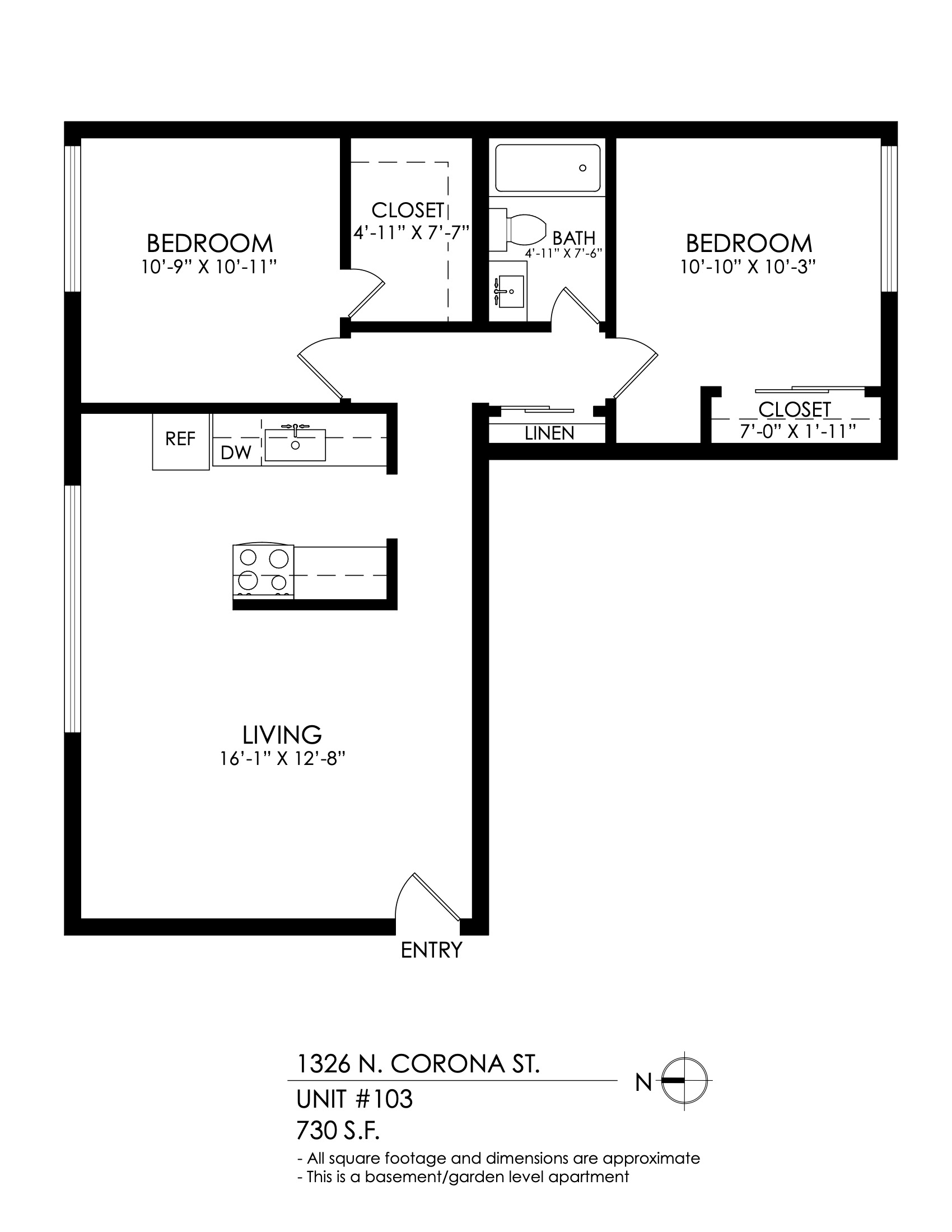 2 Bedroom, 1 Bath