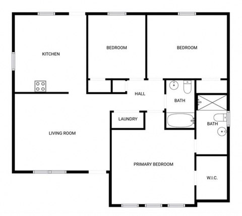 A black and white image of a house floor plan.