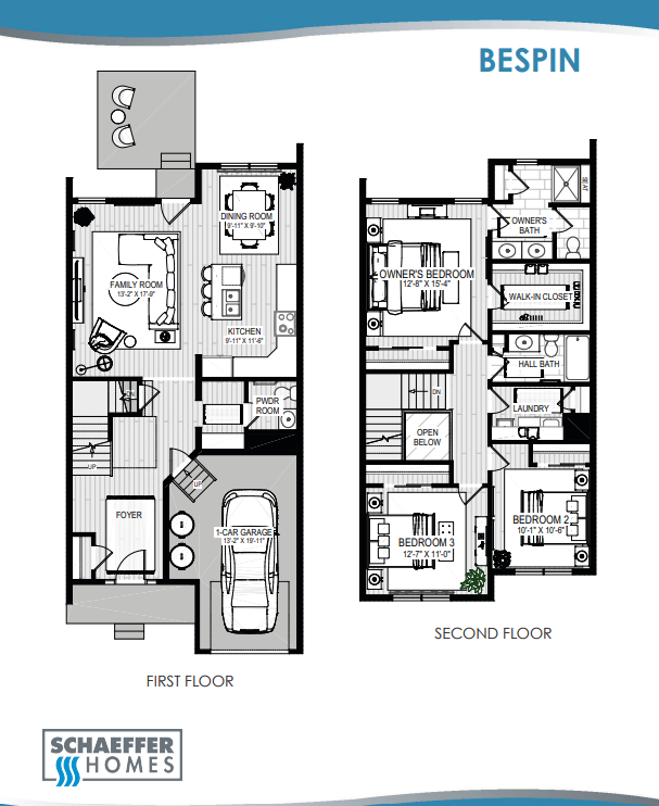 A floor plan for a Schaeffers Homes property named BESPIN.