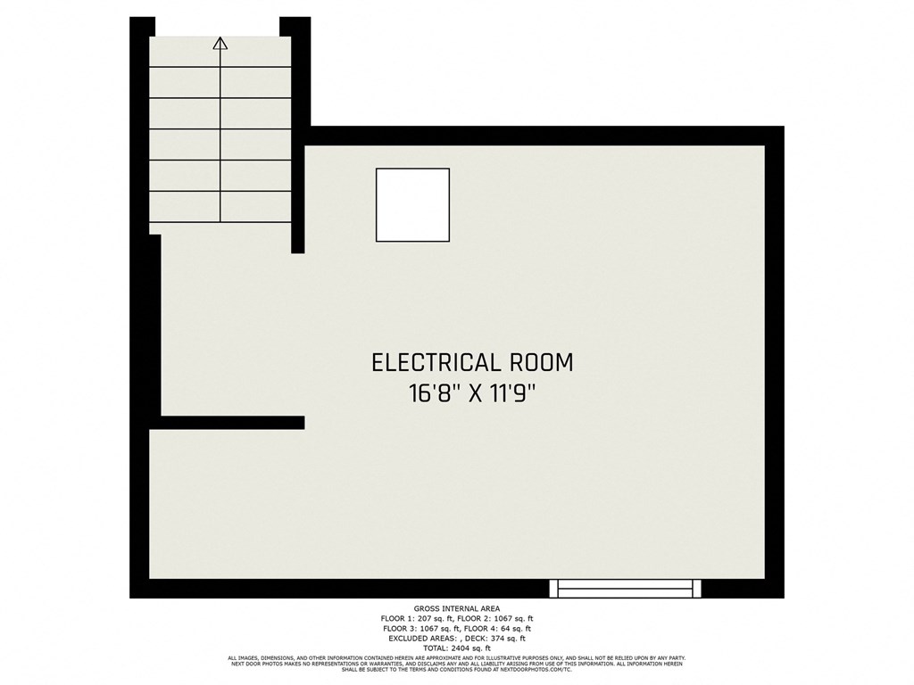A floor plan of an electrical room measuring 16'8" x 11'9".
