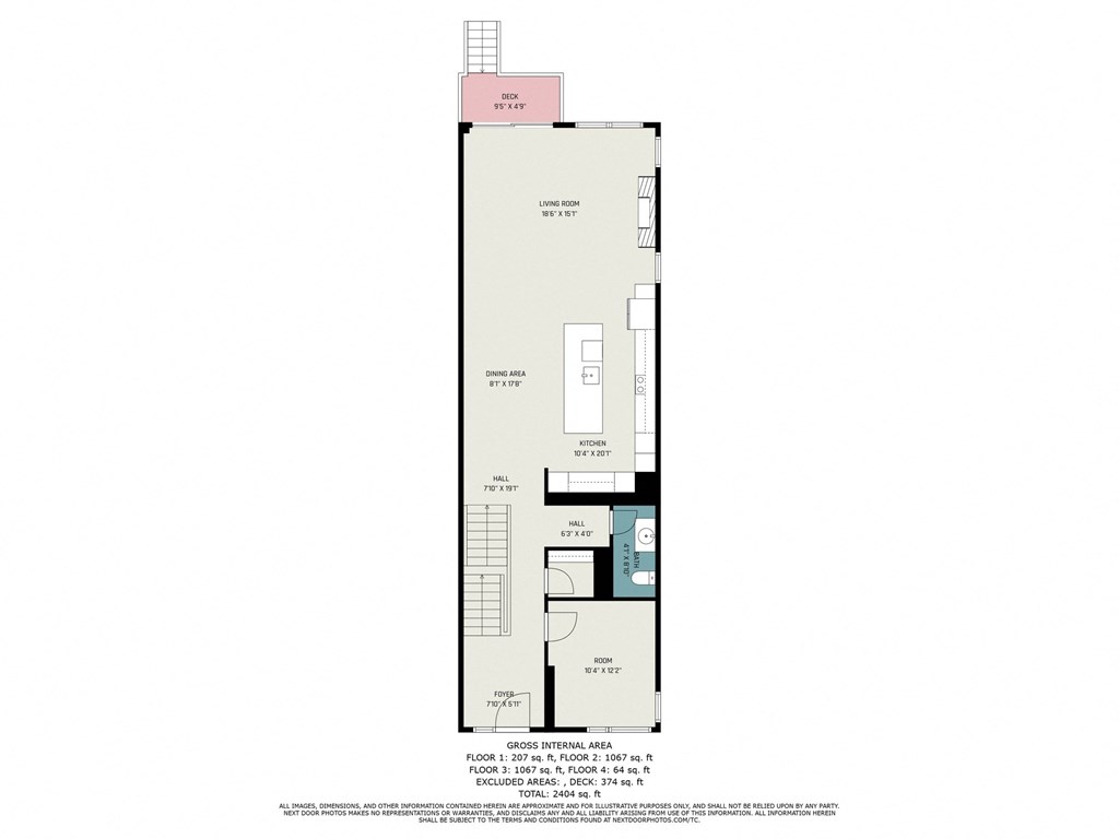 A floor plan of a residential apartment with a living room, two bedrooms, a bathroom, and a kitchen.