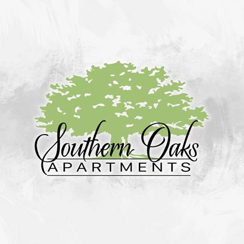 A logo for "Southern Oaks Apartments" featuring a stylized oak tree.