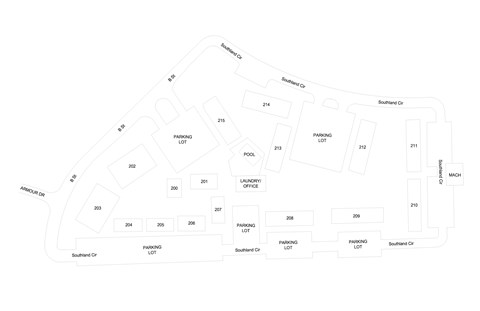 A map of a parking lot with numbered sections.
