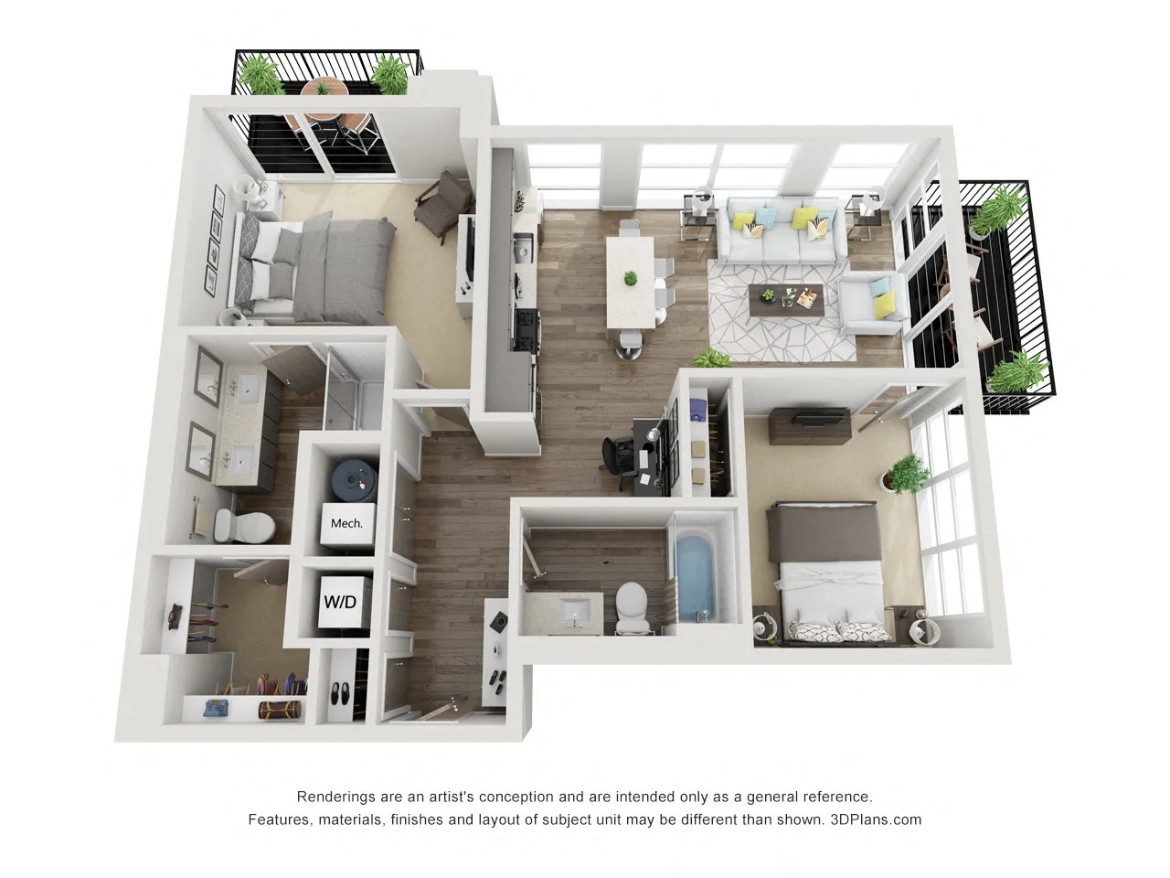 2 Bedroom B1 floorplan
