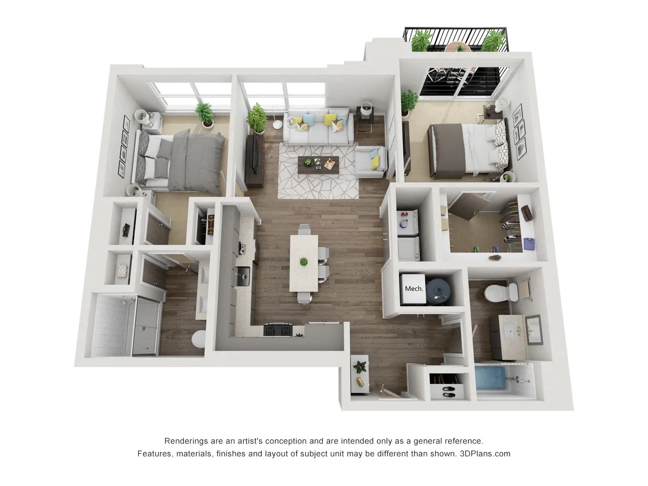 2 Bedroom B5A floorplan