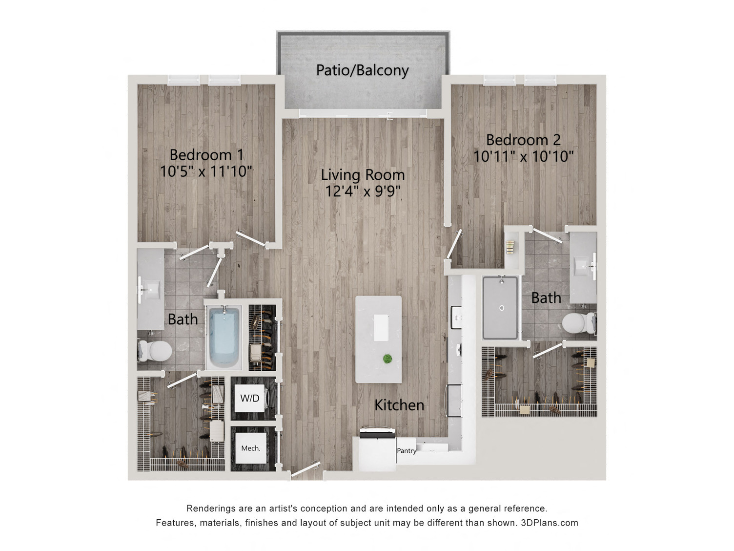 2 Bed/2 Bath-B2A