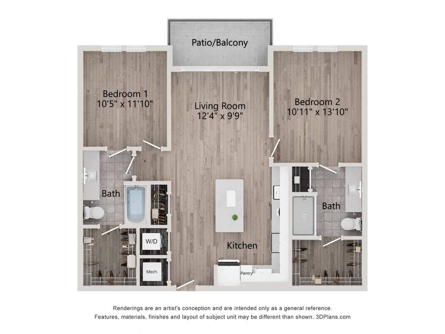 2 Bed/2 Bath-B2B