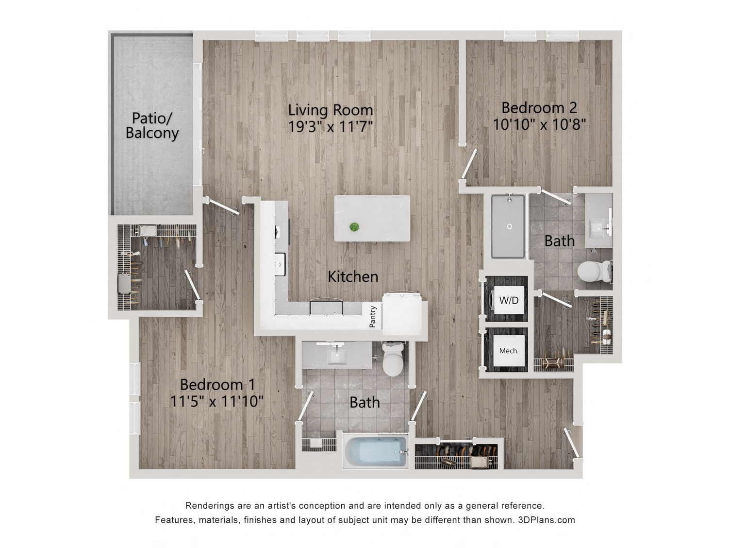 2 Bed/2 Bath-B2D