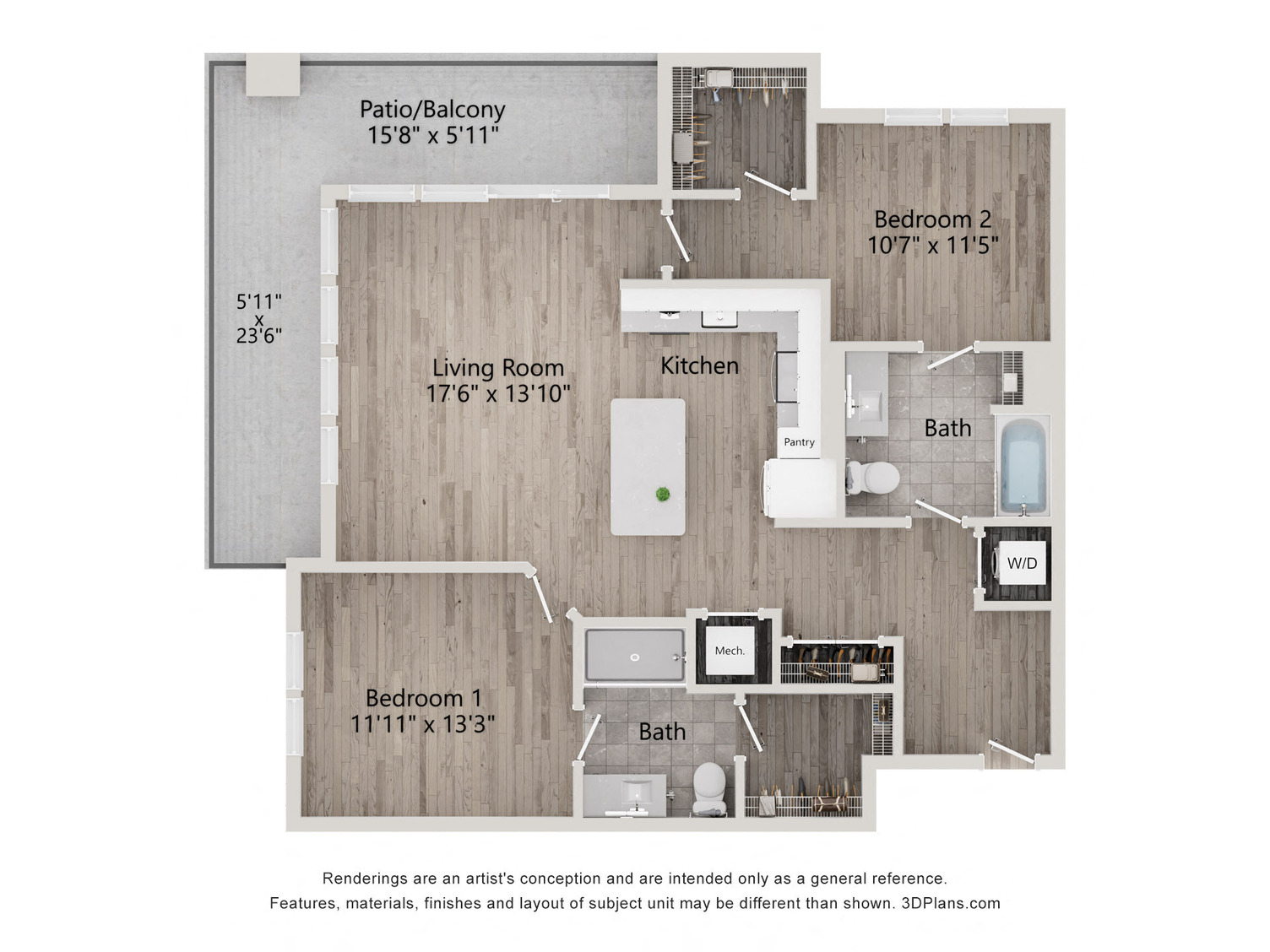 2 Bed/2 Bath-B2E