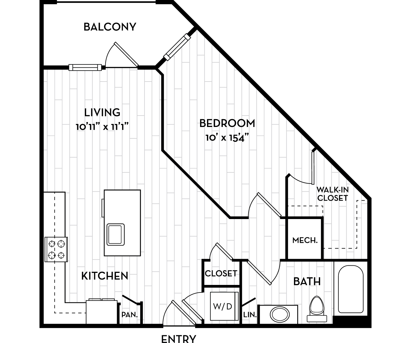 The Henslow Daniel Island Apartments - Charleston, SC - Warbler Floor Plan 677 Sq Ft