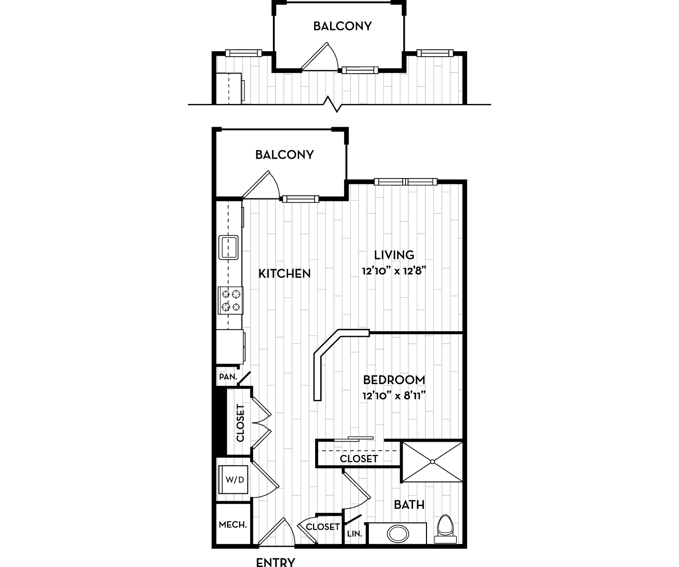 The Henslow Daniel Island Apartments & Townhomes - Charleston, SC - Sanderling floor plan 687-688 SF