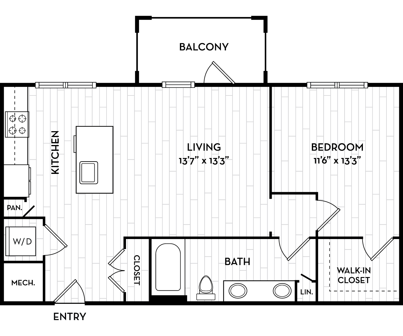 The Henslow Daniel Island Apartments - Charleston, SC - Swift Floor Plan 720-727 Sq Ft