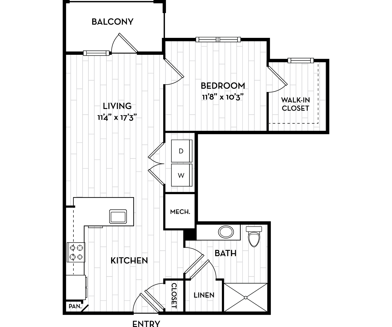 The Henslow Daniel Island - Charleston, SC Apartments - Bunting Floor Plan 723 Sq Ft