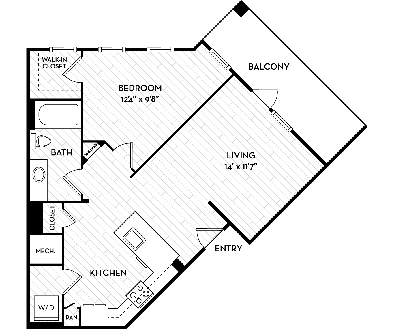 The Henslow Daniel Island Apartments & Townhomes - Charleston, SC - Plover Floor Plan 741-750 SF