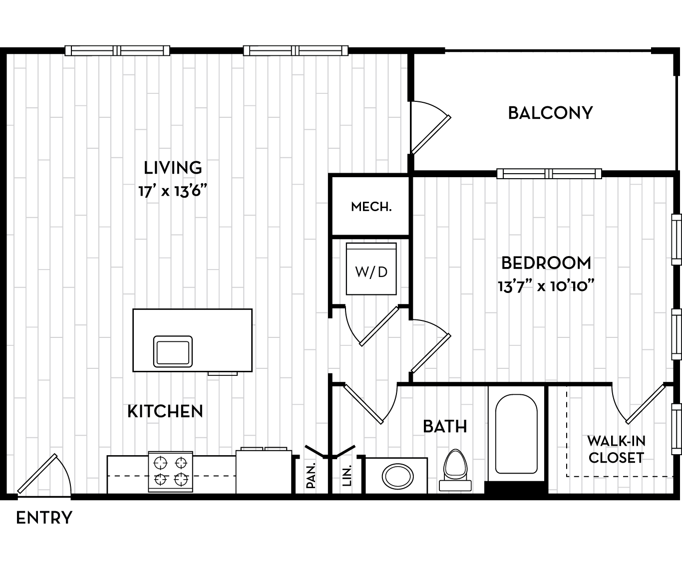 The Henslow Daniel Island Apartments - Charleston, SC - Tanager Floor Plan 773 Sq Ft