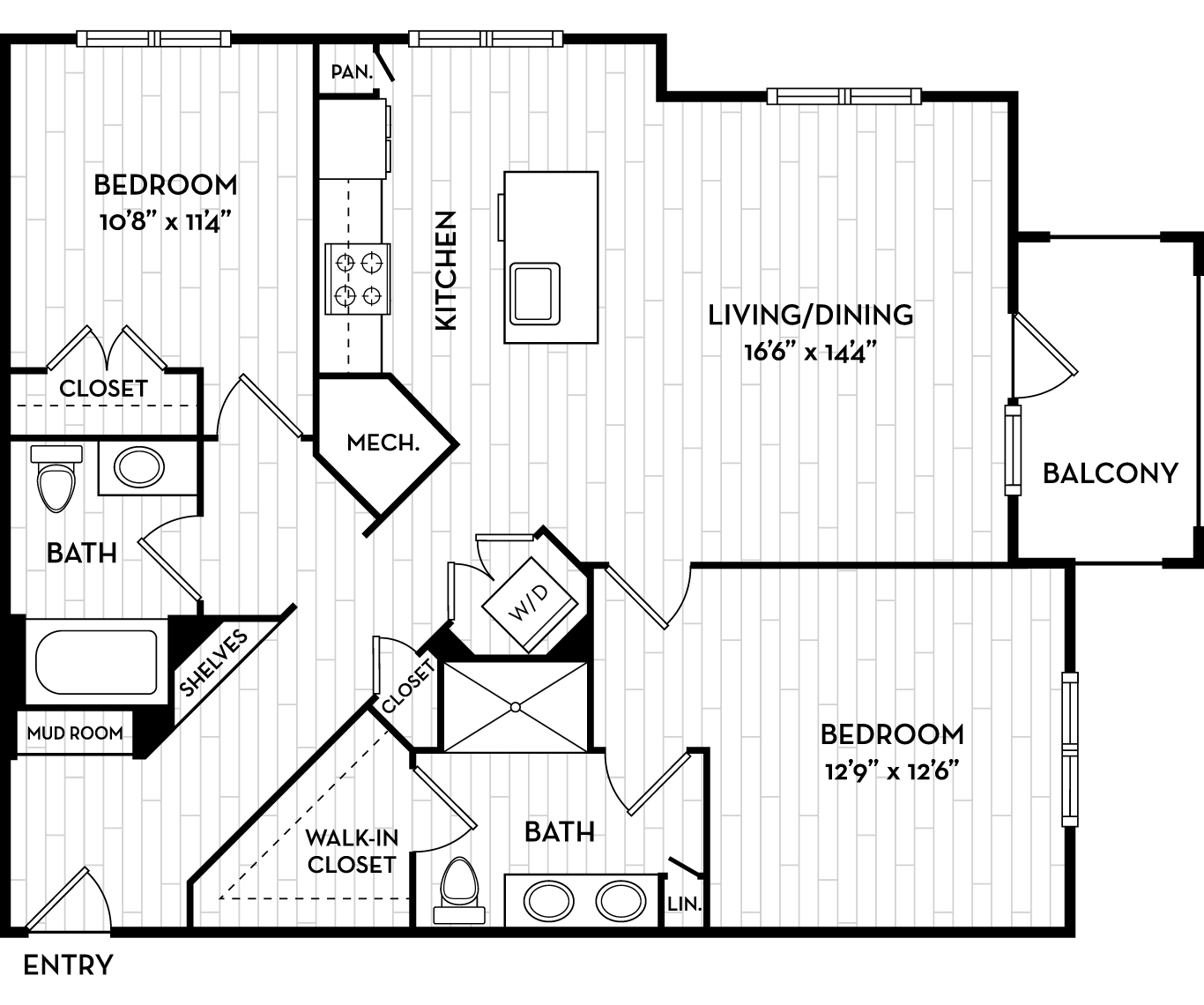 The Henslow Daniel Island Apartments & Townhomes - Charleston, SC - Ibis Floor Plan 1110-1154 SF