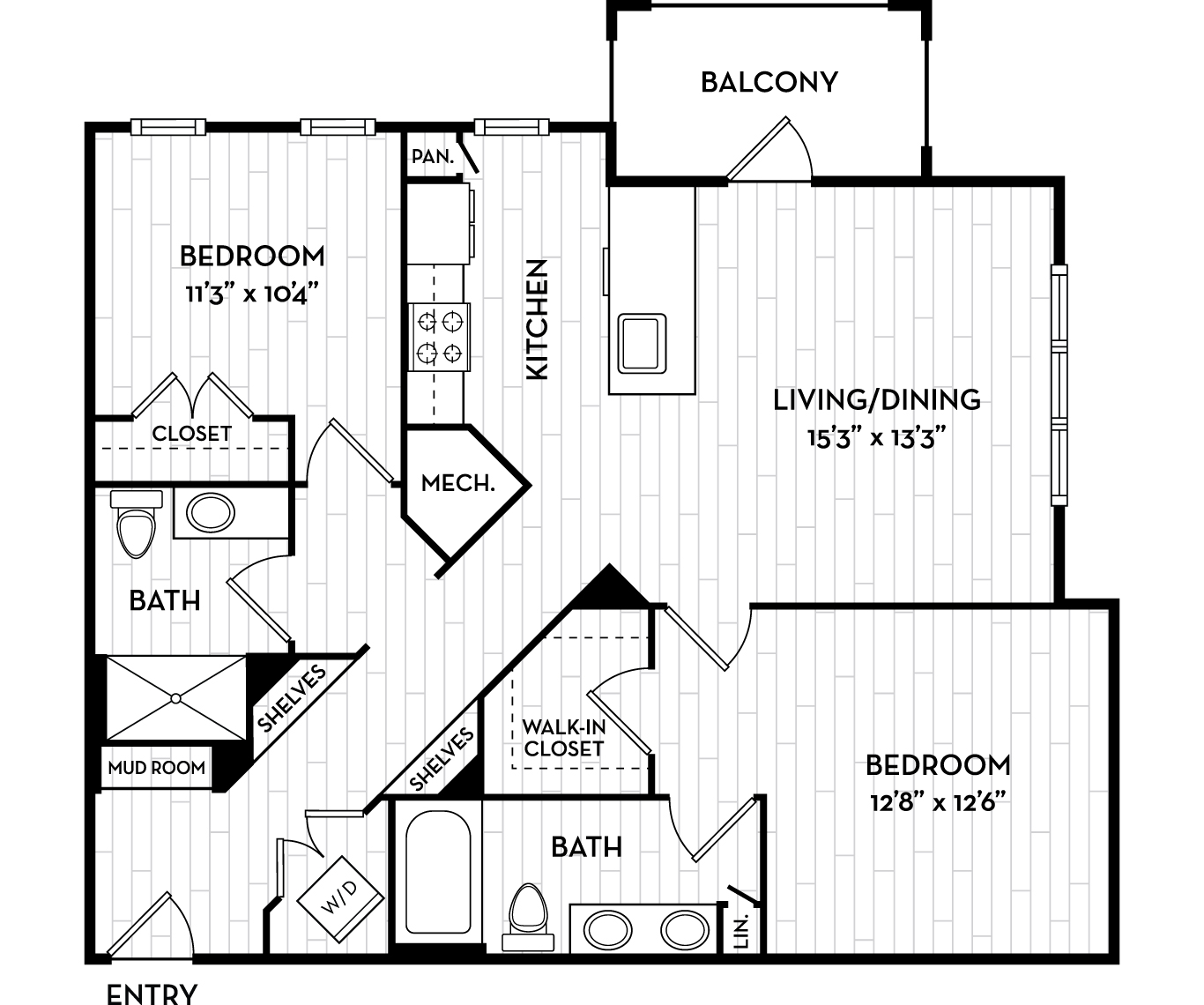 The Henslow Daniel Island Apartments & Townhomes - Charleston, SC - Whimbrel Floor Plan 1134 SF