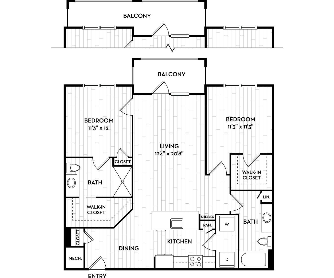 The Henslow Daniel Island Apartments & Townhomes - Charleston, SC - Egret Floor Plan 1134 SF