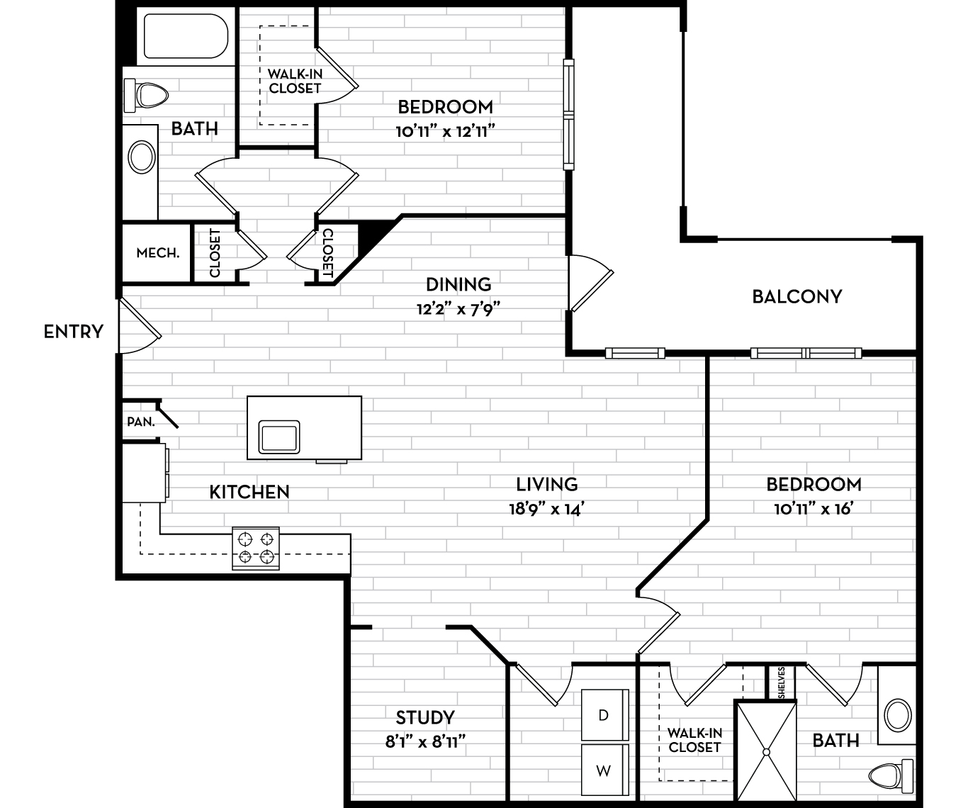 The Henslow Daniel Island Apartments & Townhomes - Charleston, SC - Willet Floor Plan 1327 SF