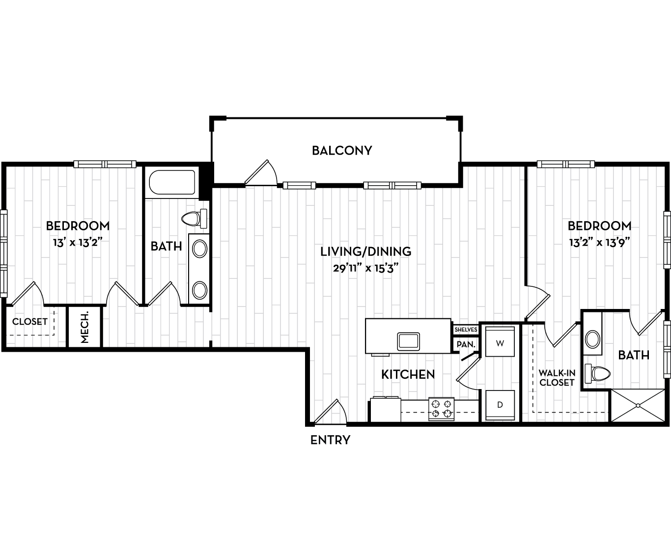 The Henslow Daniel Island - Charleston, SC Apartments - Gannet Floor Plan 1358 Sq Ft