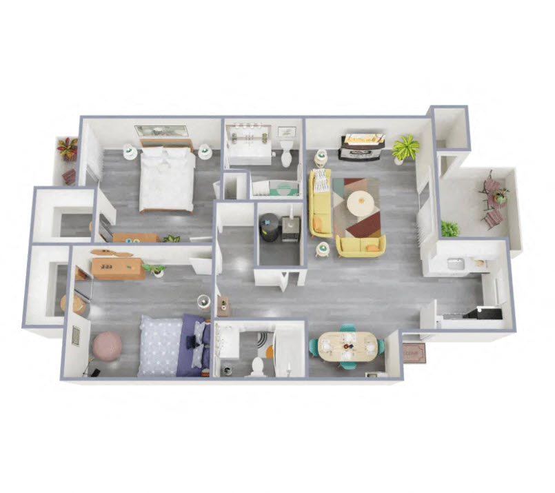 2 Bedroom Floorplan at Homestead Chandler, Chandler, AZ, 85225