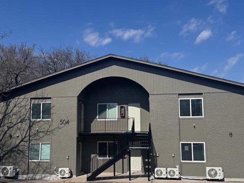 A grey building with the number 504 on it.