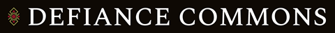 The image features the words "Defiance Commons" in bold, black letters against a white background.