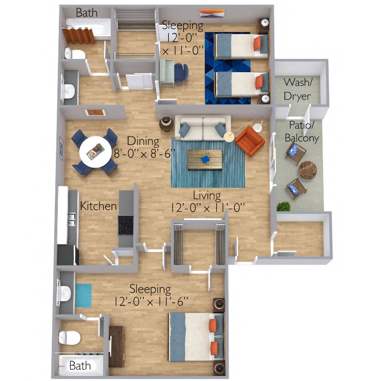 Two Bedroom, Two Bath C